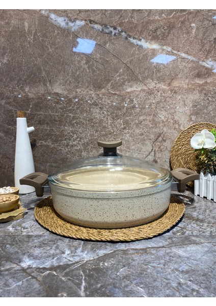 Granit 28 cm Basık Tencere Bakalit Kulp-Krem fırsatları