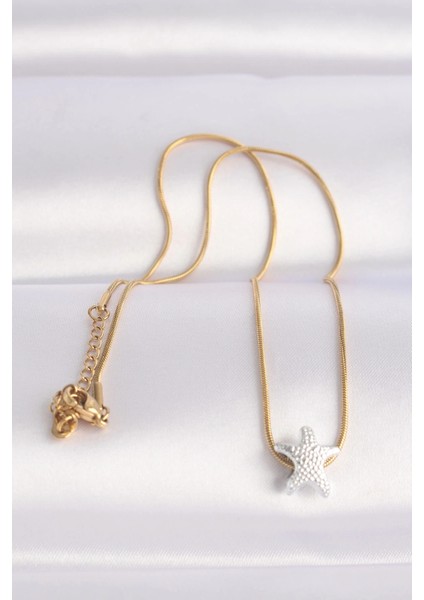 316L Çelik Zincir Altın Renk Zincirli Gümüş Renk Deniz Yıldızı Tasarımlı Kolye fiyatları