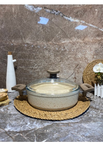 Granit 24 cm Basık Tencere Bakalit Kulp-Krem fırsatları
