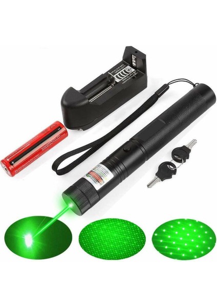 OR-303 100MW Desen Başlıklı Şarjlı Yeşil Lazer Pointer