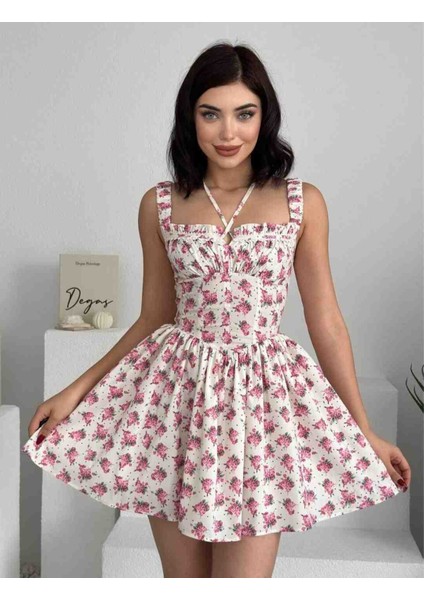 Çiçekli Mini Elbise