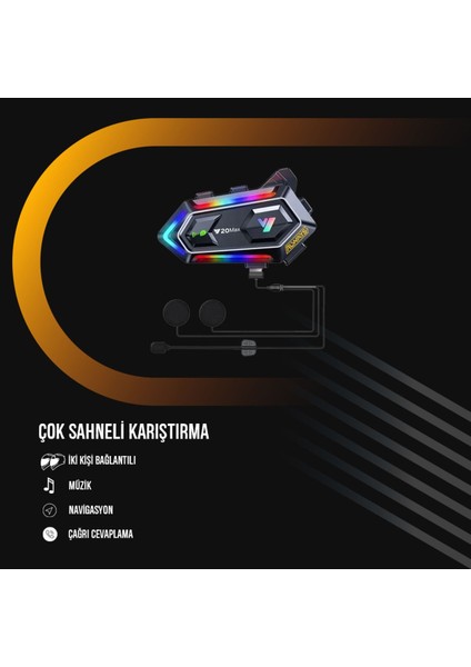 Y20 Max Motorsiklet Intercom Su Geçirmez Kask 2 Kişi Telsiz Bağlantılı Intercom Rgb Intercom indirimleri