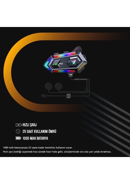 Y20 Rgb Kask Intercom Bluetooth Kulaklık Seti
