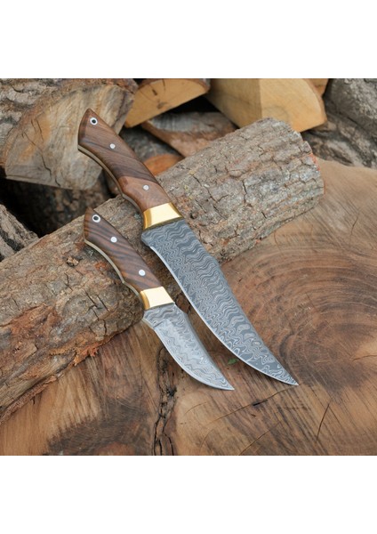 Babalı Oğul Set - Damascus Çelik - Hediye Kılıf