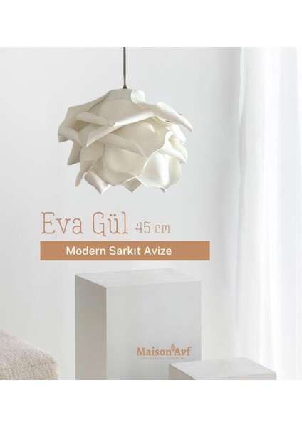 Modern Eva Gül Beyaz Tasarım Sarkıt Avize 45 cm fiyatları