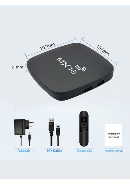 4K Ultra Hd Android Tv Box Mxboxs Android 14 5g 4gb RAM+64GB Hafıza indirimleri
