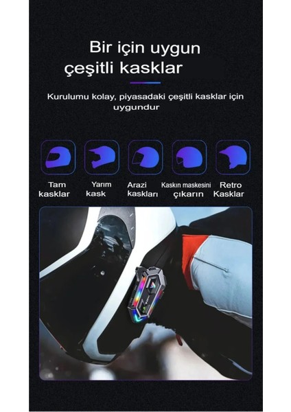 2 Adet Y20 Max Telsiz Özellikli Bt5.3 Motosiklet Kask Kulaklık Rgb Motorsiklet Interkom fırsatları