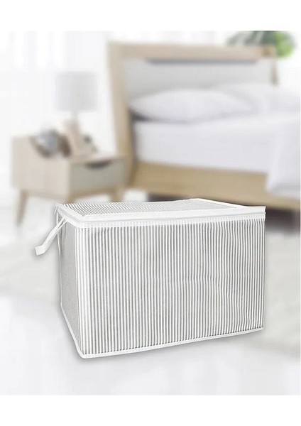 (4 Adet) Alas Gri Çizgili Fermuarlı Mini Boy Hurç Yastık-Kazak-Kıyafet Düzenleyici 45*40*30 cm fiyatları