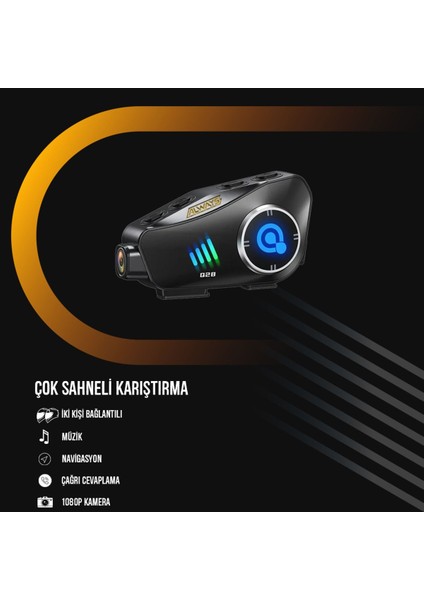 Q28 Intercom Kameralı Hd 1080P Kameralı Kask Kulaklık Su Geçirmez 32GB Hafıza Kartlı indirimleri