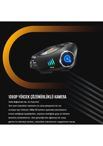 Q28 Intercom Kameralı Hd 1080P Kameralı Kask Kulaklık Su Geçirmez 32GB Hafıza Kartlı