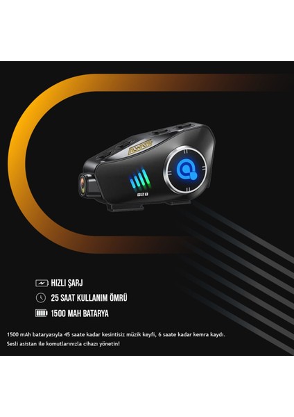 Q28 Intercom Kameralı Hd 1080P Kameralı Kask Kulaklık Su Geçirmez 32GB Hafıza Kartlı
