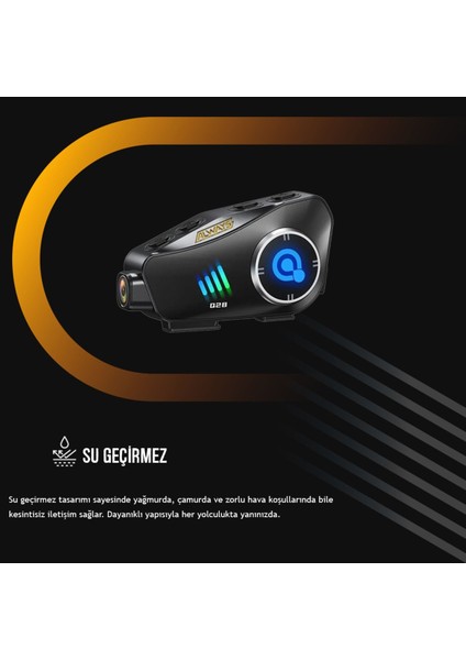 Q28 Intercom Kameralı Hd 1080P Kameralı Kask Kulaklık Su Geçirmez 32GB Hafıza Kartlı