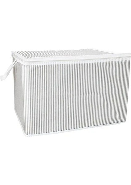 Alas Gri Çizgili Fermuarlı Mini Boy Hurç Yastık-Kazak-Kıyafet Düzenleyici 45*40*30 cm fiyatları