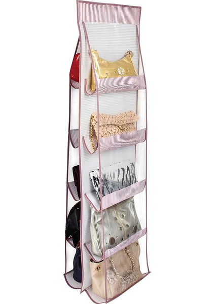 (2 Adet) Alas Çanta Düzenleyici Çanta Askılığı 10 Lu Dolap Içi Düzenleyici 37*125 cm