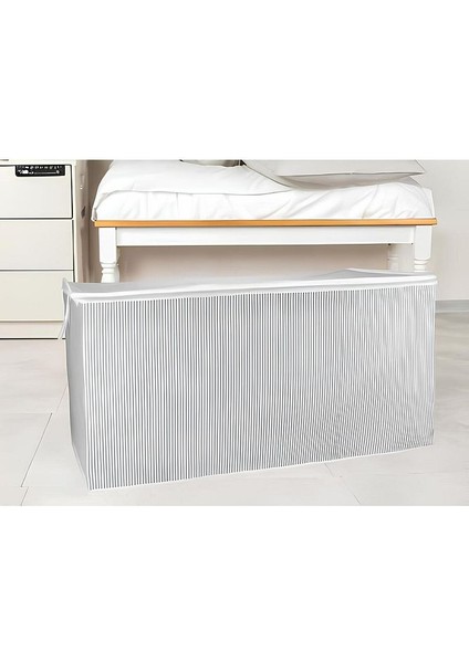 Alas Gri Çizgili Fermuarlı Mega Boy Hurç Yastık-Yorgan-Kıyafet Düzenleyici 80*40*60 cm indirimleri