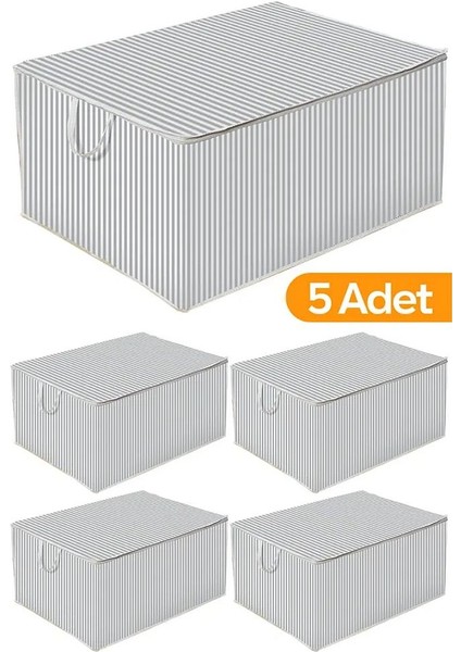 (5 Adet) Alas Gri Çizgili Fermuarlı Maxi Boy Hurç Yastık-Yorgan-Kıyafet Düzenleyici 75*40*40 cm fiyatları