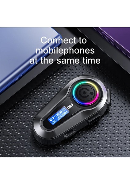 Q08 5.3 Uyumlu Bluetooth Motosiklet Kask Kulaklık Intercom Işıklı Motorsiklet Interkom fiyatları
