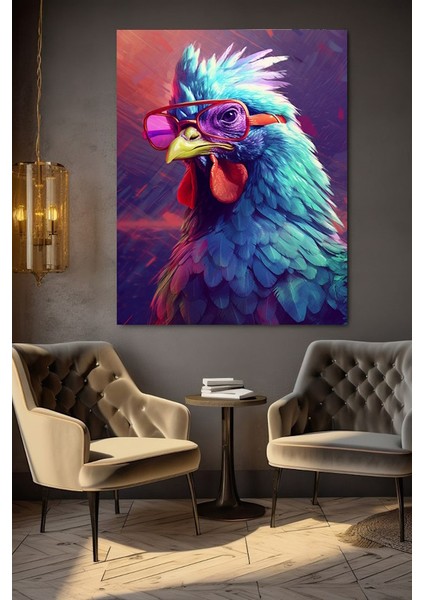 Gözlüklü Tavuk Kanvas Tablo Ev Duvar Salon Ofis Dükkan Hediyelik Dekarasyon Süsü