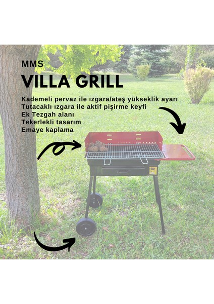 Villa Grill Büyük Mangal ( Izgara Ölçüsü : 32x53 cm )