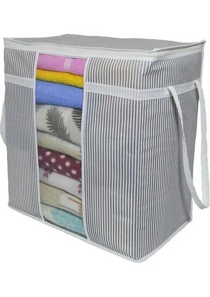 (2 Adet) Alas Pencereli Saklama Çantası Çizgili Çok Amaçlı 50X45X30 cm modelleri