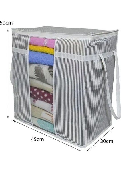 (4 Adet) Alas Pencereli Saklama Çantası Çizgili Çok Amaçlı 50X45X30 cm modelleri