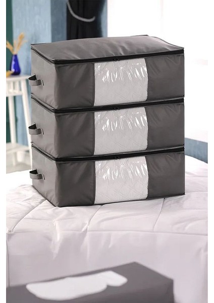 6 Adet Antrasit Gri Pencereli Giysi Hurcu Saklama Çantası 64X45X22 modelleri