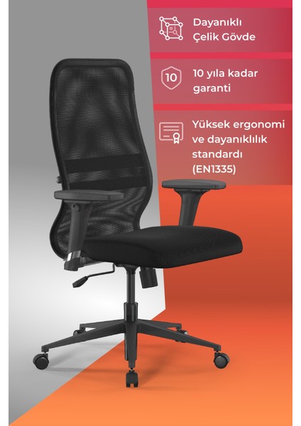 Ergolife Sit 8 Ofis Koltuğu | Tekerlekli, Fileli, Ayarlanabilir Bilgisayar Sandalyesi -DF.D.1.243