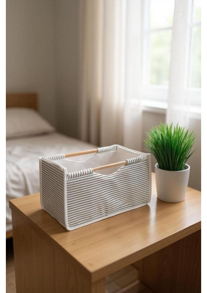 (3 Adet) Alas Tahta Saplı Kumaş Kutu Organizer/düzenleyici 32X17X18CM fiyatları