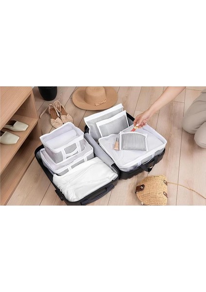 (2 Set) 6'lı Valiz Düzenleyici Set - Çizgili