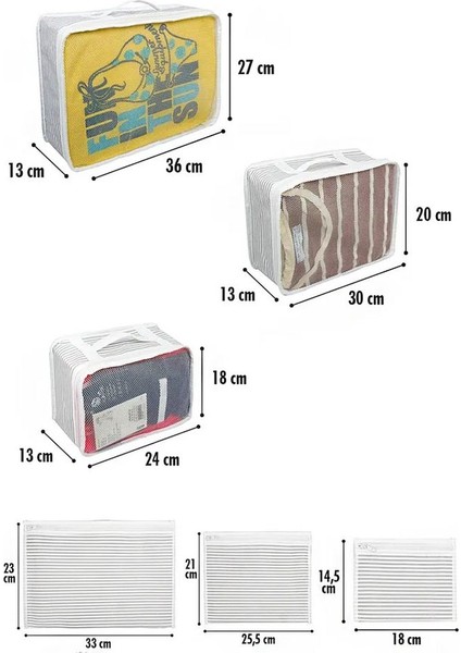 (2 Set) 6'lı Valiz Düzenleyici Set - Çizgili fırsatları
