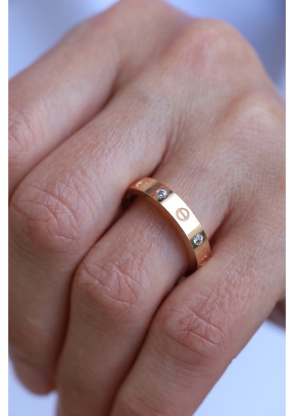 14 Ayar Altın Taşlı Çivi Model Rose Yüzük fiyatları