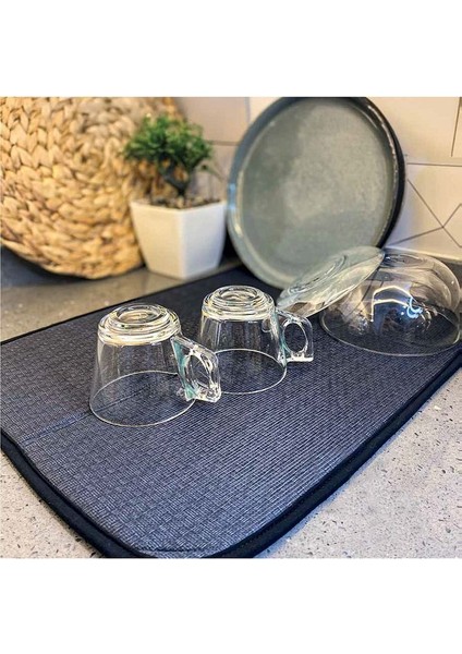 Alas Bulaşık Matı Süper Emici Bulaşık Kurutma Matı Tezgah Üstü Bulaşık 45X35CM