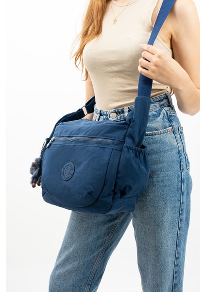 Unısex Suya Dayanıklı Krinkıl Kumaş Çapraz Lacivert Renkli Günlük Okul Seyahat ve Omuz Çantası modelleri