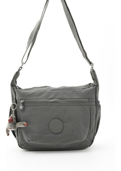 Unısex Suya Dayanıklı Krinkıl Kumaş Çok Gözlü Çapraz Koyu Gri Renkli Okul Seyahat ve Omuz Çantası modelleri