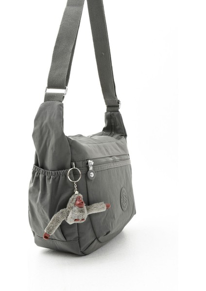 Unısex Suya Dayanıklı Krinkıl Kumaş Çok Gözlü Çapraz Koyu Gri Renkli Okul Seyahat ve Omuz Çantası fırsatları