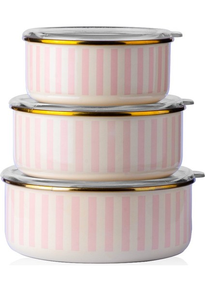 Blush Royale Emaye 3lü Saklama Kabı Seti 14 | 16 | 18 cm
