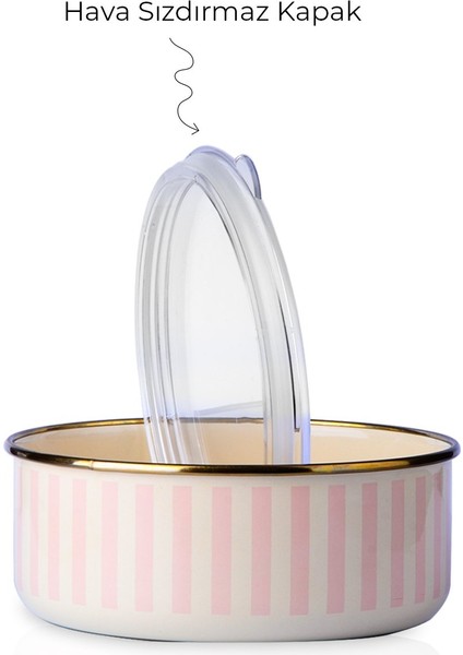 Blush Royale Emaye 3lü Saklama Kabı Seti 14 | 16 | 18 cm modelleri