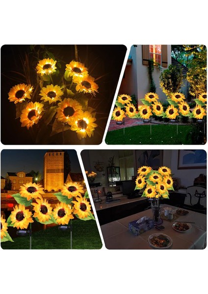 Solar Bahçe Işıkları Güneş Enerjili Ayçiçeği LED Aydınlatma 3 Yapraklı,solar Sunflower Lights(2 Adet) fırsatları