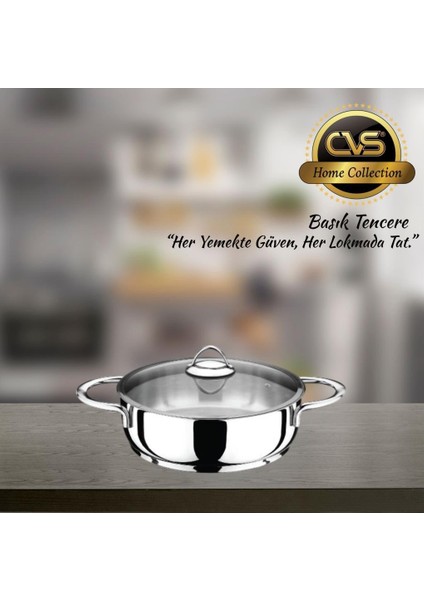 Dn 20046 Elit Platin Kulp 30 cm Basık Tencere