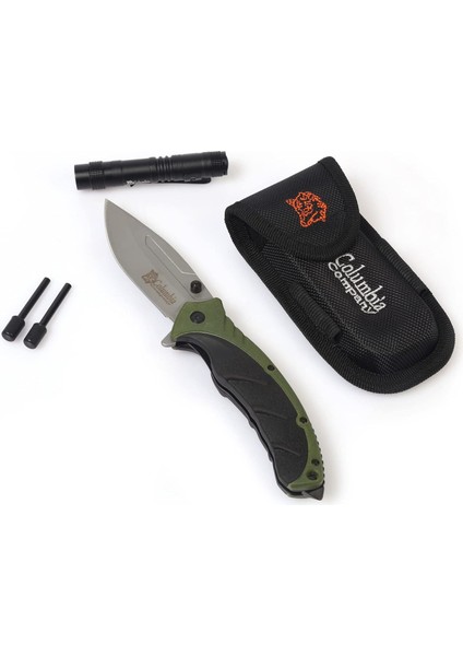Columbia Company FST-3070-BPARACORD El Feneri Magnezyum Çubuğu Kılıflı Kamp Seti Haki