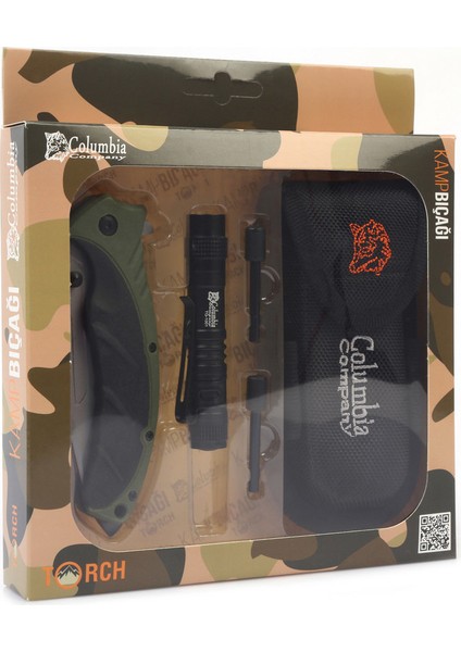 Columbia Company FST-3070-BPARACORD El Feneri Magnezyum Çubuğu Kılıflı Kamp Seti Haki indirimleri