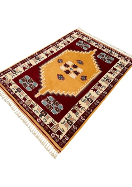El Dokuma Sıfır Milas Halısı 142X195 Renkli Yün Kök Boya Halı fırsatları