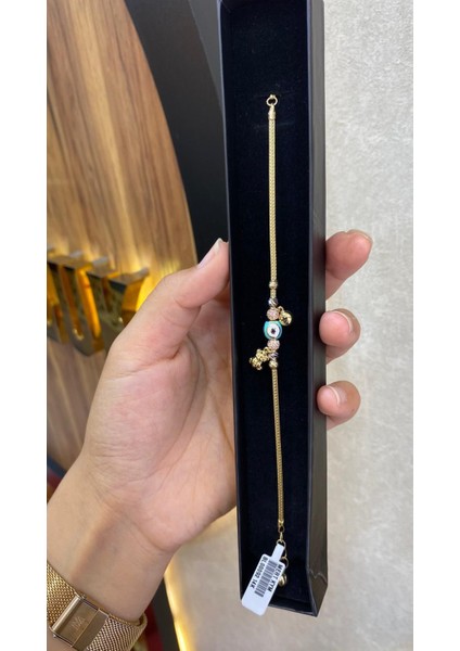 Nazar Boncuk ve Figürlü Altın Bileklik