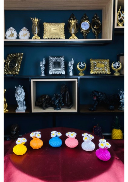 Altılı 18 Papatyalı Dekoratif Mini Vazo Seti
