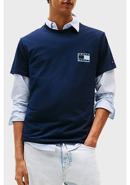 % 100 Pamuk Slim Fit Bisiklet Yaka Logolu T Shirt Erkek T Shirt DM0DM21577 C1G