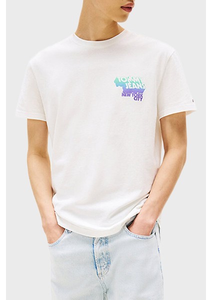 Pamuklu Regular Fit Bisiklet Yaka Sırtta Logo Detaylı T Shirt Erkek T Shirt DM0DM21589 Ybl