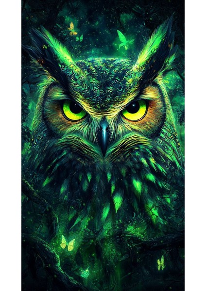 Sanatsa Lyeşil Baykuş Kanvas Tablo Ev Duvar Salon Ofis Dükkan Hediyelik Dekarasyon Süsü fiyatları