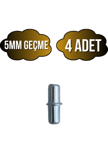 Metal Çift Taraflı 5mm Geçme Raf Pimi Dolap Raf Altı Pimi(5mm)(Metal)