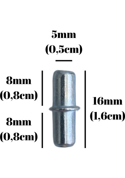 Metal Çift Taraflı 5mm Geçme Raf Pimi Dolap Raf Altı Pimi(5mm)(Metal) fırsatları
