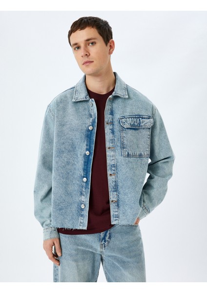 Yeni Sezon Pamuklu Uzun Kollu Kapaklı Cep Detaylı Oversize Denim Ceket modelleri